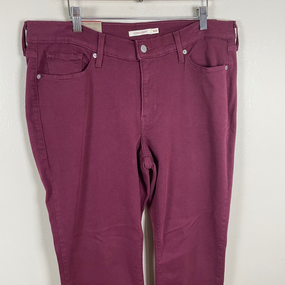 Levi's Women's 16W M Classic Straight Mid Rise Jeans Burgundy 236480063 NWT - Picture 3 of 13